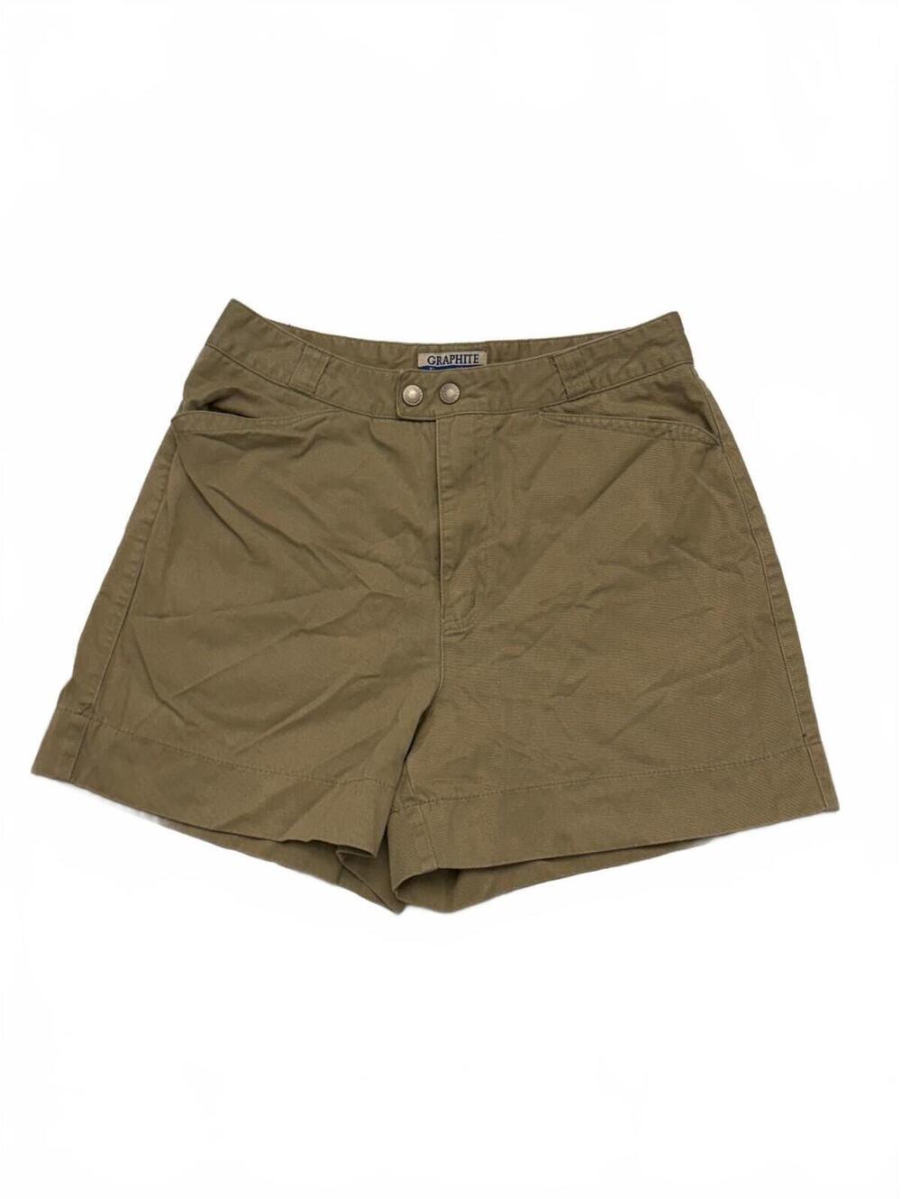 Vintage 90s Graphite Essentials High Waisted Khaki Cotton Shorts Size 9 / 28"